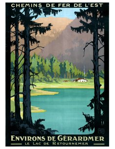 Affiche ancienne illustrant le lac de Retournemer près de Gérardmer