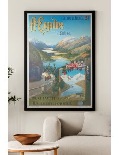 Affiche Haute Engadine encadrée dans un intérieur moderne