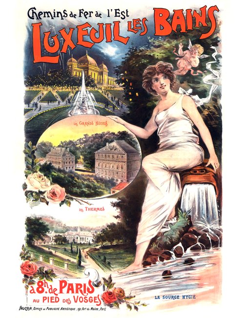 Affiche ancienne Luxeuil-les-Bains – Vue complète avec source Hygie Affiche ancienne Luxeuil-les-Bains – Vue complète avec source Hygie