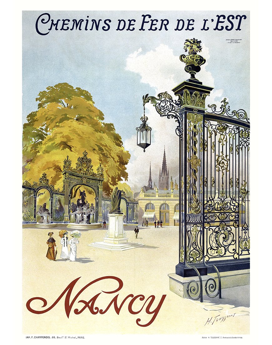 Affiche ancienne de Nancy éditée par les Chemins de fer de l’Est