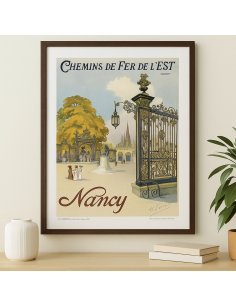 Affiche de Nancy encadrée dans une décoration murale élégante