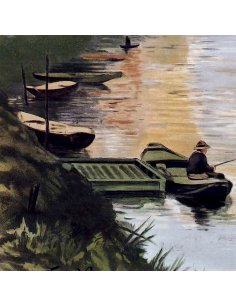 Détail des barques et pêcheurs sur l’affiche Chemins de fer de l’Est