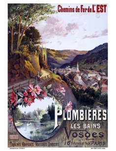 Affiche ancienne Plombières-les-Bains des Chemins de fer de l’Est