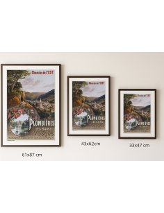 Les trois formats disponibles de l’affiche Plombières-les-Bains côte à côte