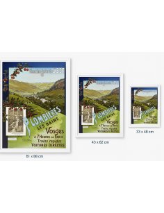Affiche Plombières-les-Bains présentée en trois formats différents encadrés