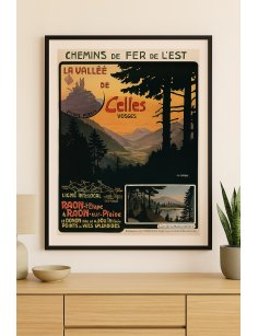 Affiche Vallée de Celles encadrée dans une décoration intérieure