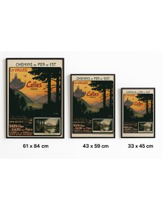 Les trois formats d’affiche Vallée de Celles encadrés côte à côte