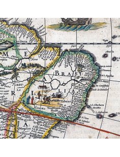 Détail du Brésil sur une carte géographique ancienne de 1645