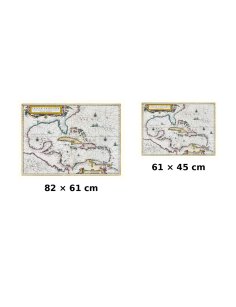 Carte ancienne des Caraïbes disponible en deux formats : 82x61 cm et 61x45 cm