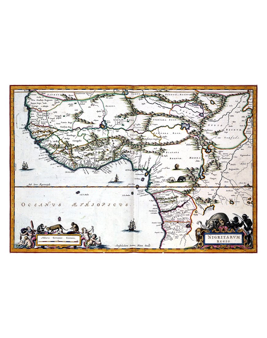 Carte ancienne de l’Afrique occidentale datée de 1623