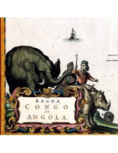 Détail carte ancienne Congo : cartouche décoratif