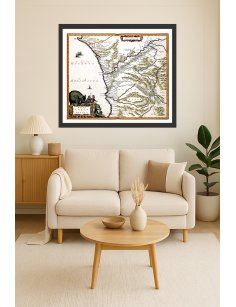 Carte ancienne Congo Angola encadrée dans un intérieur