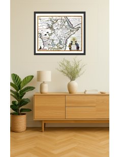 Carte ancienne Éthiopie encadrée dans un intérieur