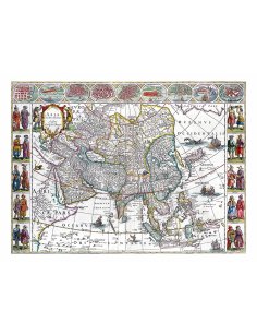Carte ancienne centrée sur l'Asie de 1664 par Willem Blaeu, vue complète et détaillée