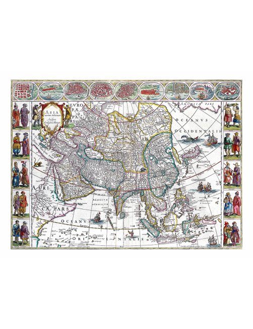 Carte ancienne centrée sur l'Asie de 1664 par Willem Blaeu, vue complète et détaillée