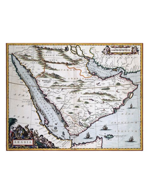 Carte ancienne de l’Arabie de 1664 par Willem Blaeu, vue complète