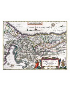 Carte ancienne de la Palestine (Terra Sancta), 1629 par Willem Blaeu