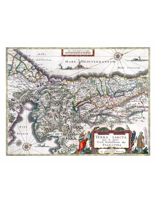 Carte ancienne de la Palestine (Terra Sancta), 1629 par Willem Blaeu