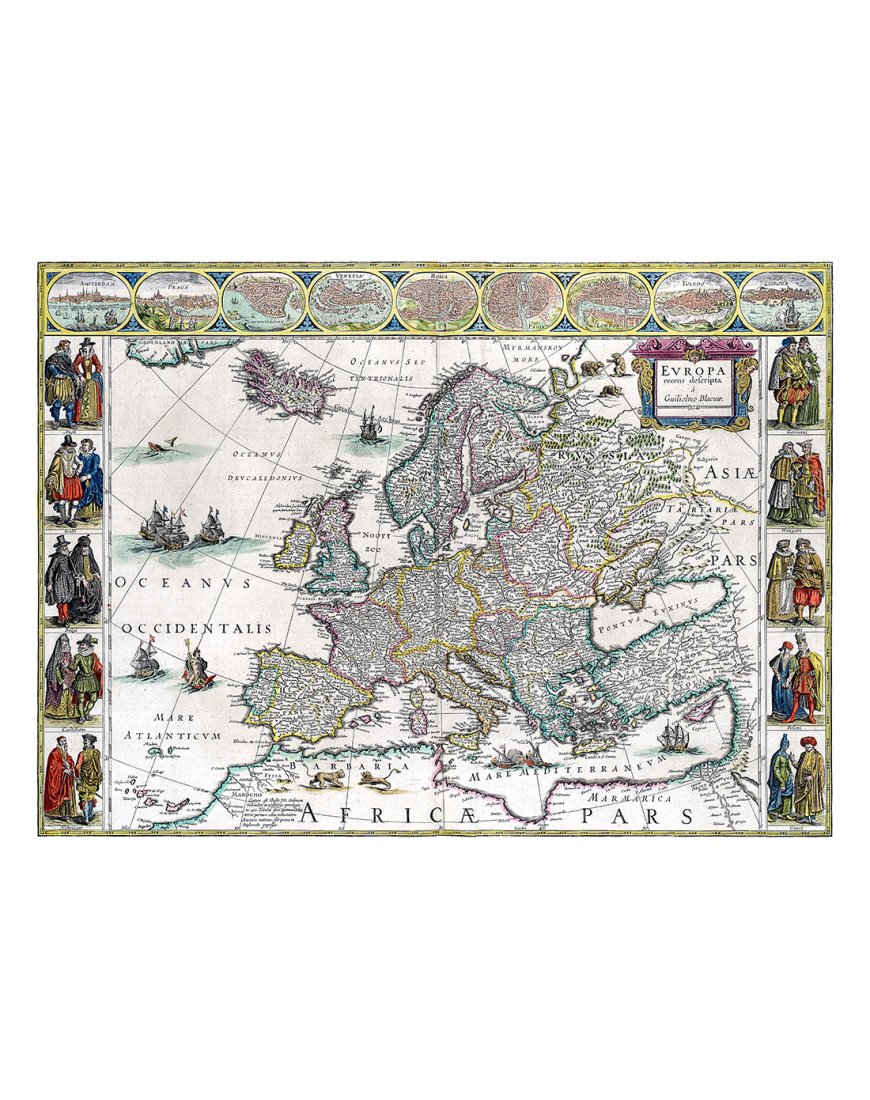 Carte ancienne de l’Europe de 1664 par Willem Blaeu