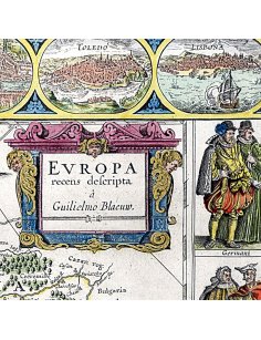 Cartouche et bordure illustrée de la carte de l’Europe