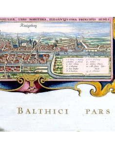 Zoom sur le plan de Koenigsberg, dans la carte de la Prusse gravée par Visscher en 1684