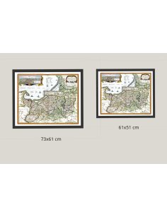 Reproduction de la carte de la Prusse 1684 – présentée en deux formats encadrés sur mur neutre