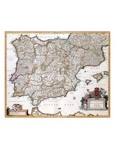 Carte ancienne de la péninsule Ibérique (Espagne et Portugal) par Visscher, 1681