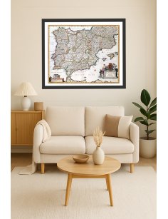 Mise en situation décorative de la carte ancienne de la péninsule Ibérique