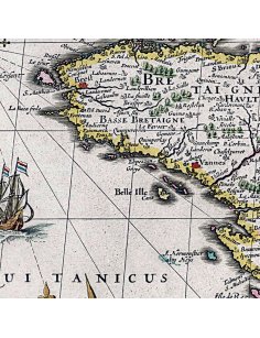 Détail de la carte ancienne de 1661 – côtes de Bretagne