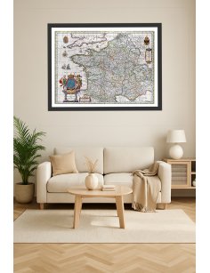 Carte ancienne de France 1661 encadrée – décoration murale