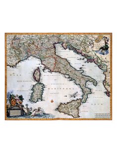 Carte ancienne de l’Italie publiée par Nicolas Visscher en 1681, intitulée Totius Italiae Tabula