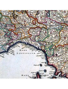 Zone de la Ligurie visible sur la carte ancienne d’Italie de 1681 par Visscher