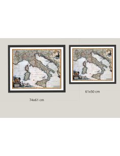 Présentation murale des deux formats de reproduction de la carte ancienne d’Italie – 1681
