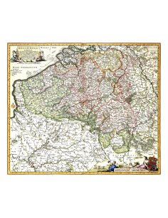 Carte ancienne de la Belgique réalisée par Nicolas Visscher en 1684, titre latin Belgii Regii Tabula