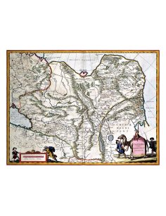 Carte ancienne de la Tartarie en 1635 par Willem Blaeu, reproduction fidèle