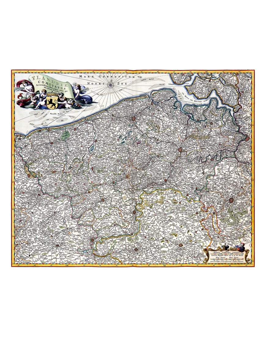 Carte ancienne de la Flandre de 1680 par Nicolas Visscher