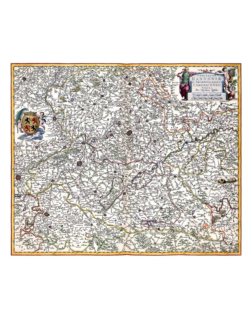 Carte ancienne du Comté de Hainaut 1682 par Nicolas Visscher