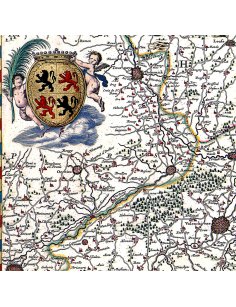 Détail du blason sur la carte ancienne du Hainaut 1682