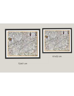 Carte ancienne du Hainaut 1682 présentée en deux formats encadrés