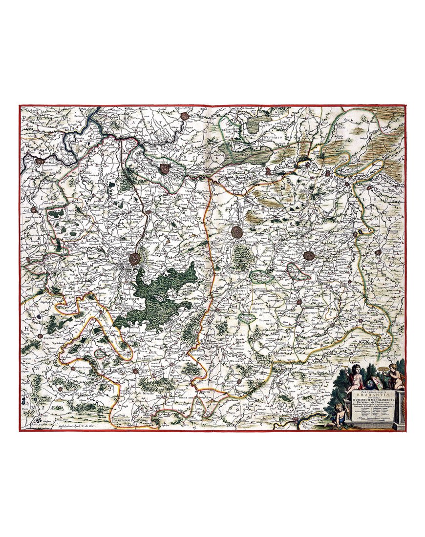 Carte ancienne du Brabant méridional en 1688, vue d’ensemble – Frederik de Wit