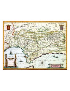 Carte ancienne de l’Andalousie réalisée en 1635 par Willem Blaeu