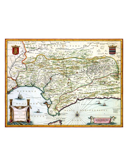 Carte ancienne de l’Andalousie réalisée en 1635 par Willem Blaeu