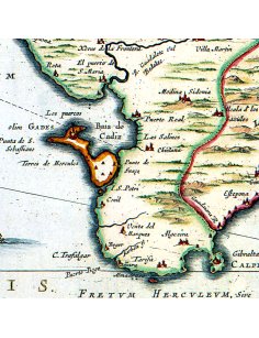 Détail de la carte ancienne Andalousie 1635 : région de Gibraltar