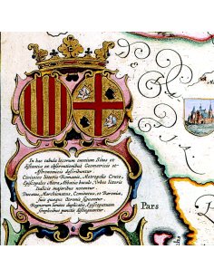 Cartouche ornemental coloré de la carte ancienne Aragon 1638