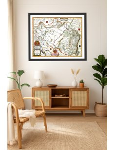 Mise en situation de la carte ancienne Aragon 1638 dans un intérieur