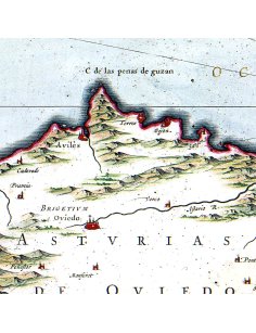 Détail de la carte des Asturies de 1630 représentant la côte atlantique et ses ports