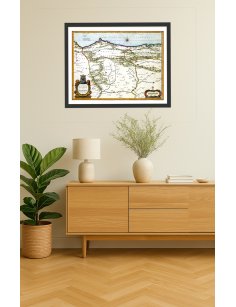Carte ancienne des Asturies et de León dans un cadre décoratif mural de style vintage