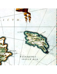Détail de la carte ancienne 1635 centrée sur Minorque