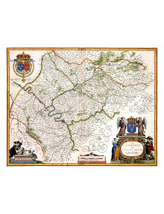 Vue d'ensemble de la reproduction de la carte ancienne de l'Île-de-France de 1635 par Damien de Templeux.