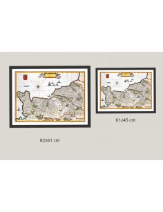 Les deux formats disponibles (82x61 cm, 61x45 cm) pour la reproduction de la carte de Normandie 1635.